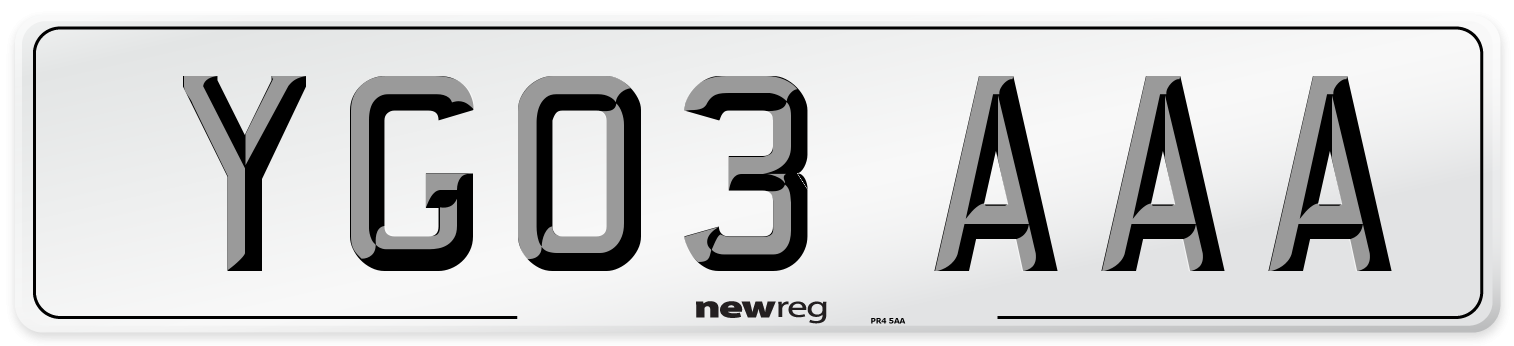 YG03 AAA Number Plate from New Reg